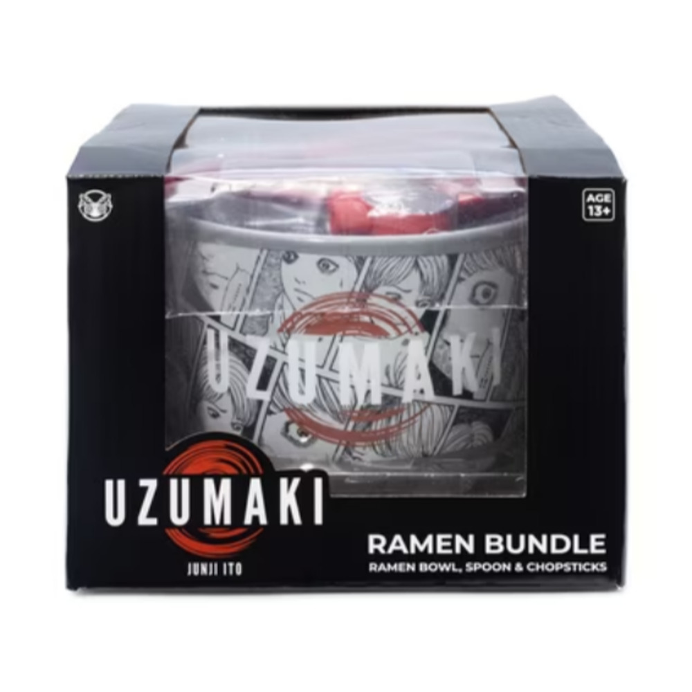 Junji Ito Uzumaki Manga Anime Ramen Bowl Chopsticks & Spoon Set CultureFly NWT